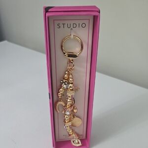 Studio Gold Charm Beaded Key & Card Holder, NWT